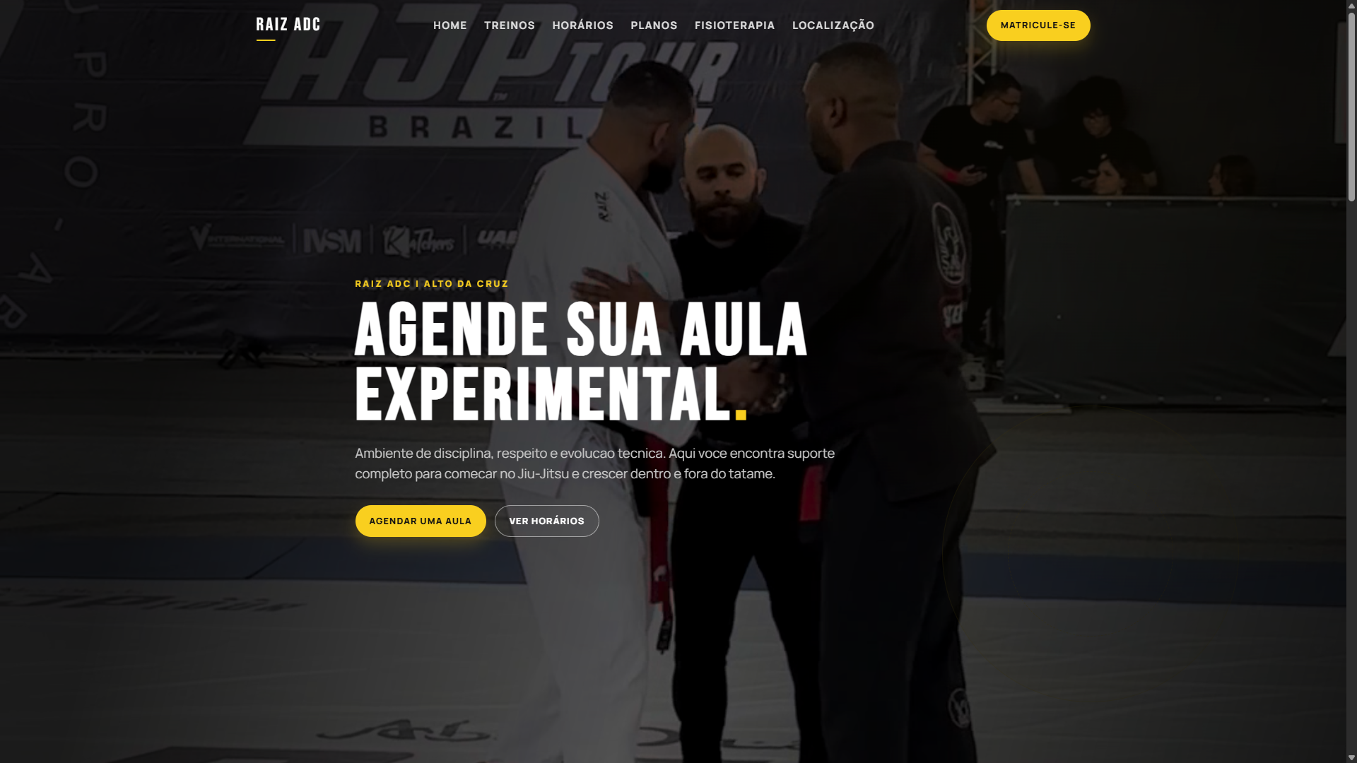 Preview do site institucional da academia Raiz Jiu-Jitsu